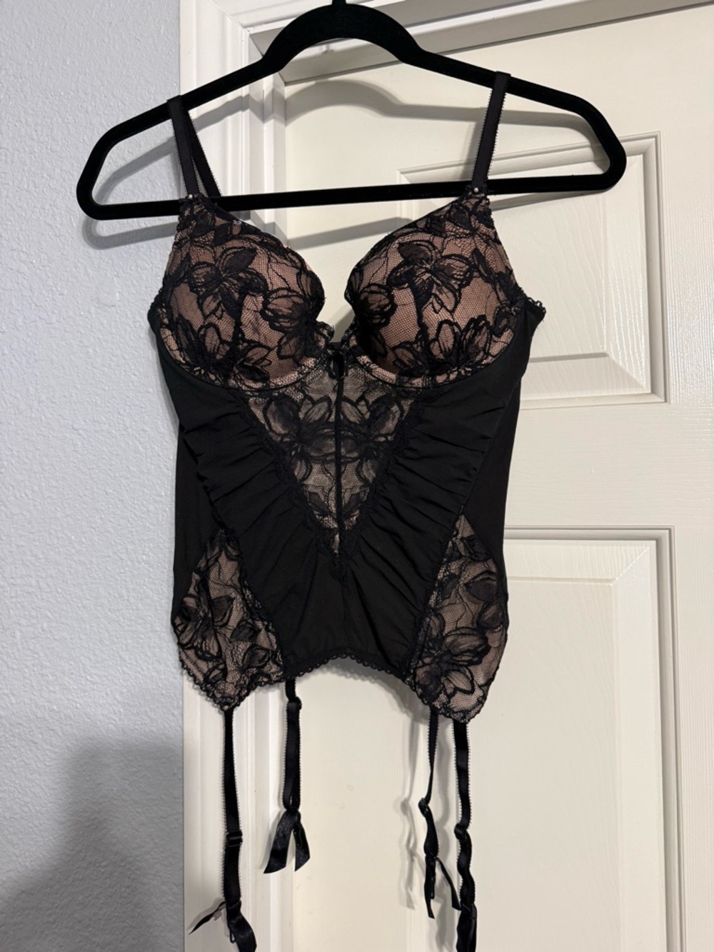 Victoria's Secret Black Lace Bustier with Garter Straps